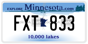 FXT833 license plate in Minnesota