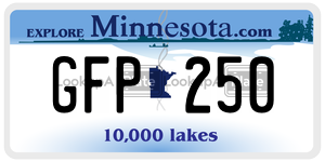 GFP250 license plate in Minnesota