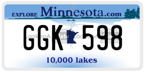 GGK598  license plate in MN