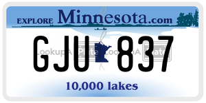 GJU837 license plate in Minnesota