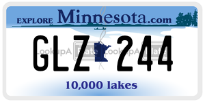 GLZ244 license plate in Minnesota