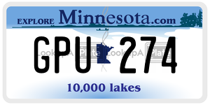 GPU274  license plate in MN