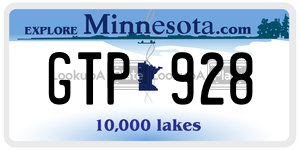 GTP928 license plate in Minnesota