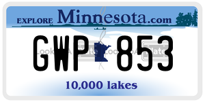 GWP853 license plate in Minnesota