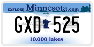 GXD525  license plate in MN