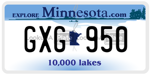 GXG950 license plate in Minnesota