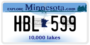 HBL599 license plate in Minnesota