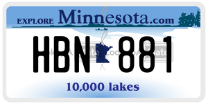 HBN881 license plate in Minnesota