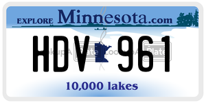 HDV961 license plate in Minnesota