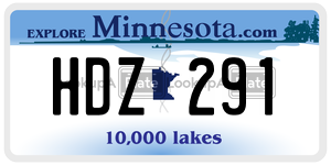 HDZ291 license plate in Minnesota