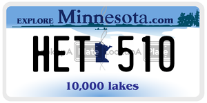 HET510 license plate in Minnesota