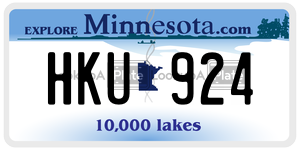 HKU924 license plate in Minnesota