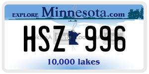 HSZ996 license plate in Minnesota