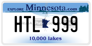 HTL999  license plate in MN