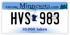 HVS983  license plate in MN