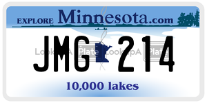 JMG214 license plate in Minnesota