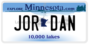 JORDAN license plate in Minnesota