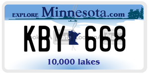 KBY668  license plate in MN