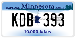 KDB393 license plate in Minnesota