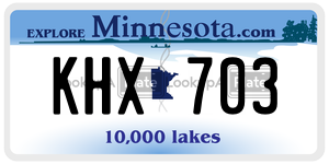 KHX703  license plate in MN