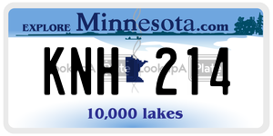 KNH214 license plate in Minnesota