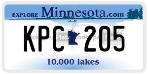 KPC205 license plate in Minnesota