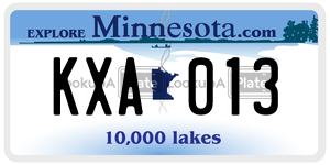KXA013 license plate in Minnesota