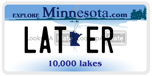 LATER license plate in Minnesota