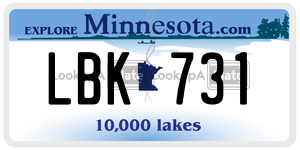 LBK731 license plate in Minnesota