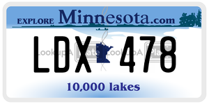 LDX478 license plate in Minnesota