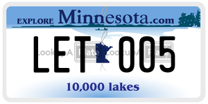 LET005 license plate in Minnesota
