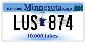 LUS874 license plate in Minnesota