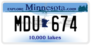 MDU674 license plate in Minnesota
