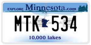 MTK534 license plate in Minnesota
