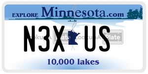 N3XUS license plate in Minnesota