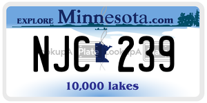 NJC239  license plate in MN