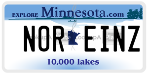 NOREINZ license plate in Minnesota