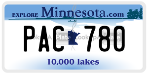 PAC780 license plate in Minnesota
