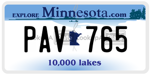 PAV765 license plate in Minnesota