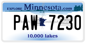PAW7230 license plate in Minnesota