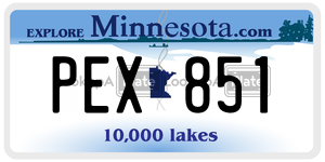 PEX851  license plate in MN