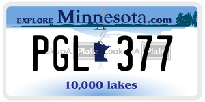 PGL377 license plate in Minnesota