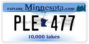 PLE477 license plate in Minnesota