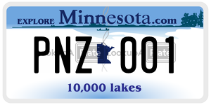 PNZ001 license plate in Minnesota