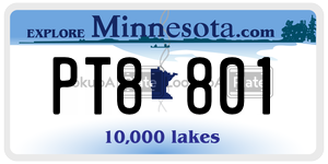 PT8801 license plate in Minnesota