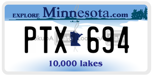 PTX694 license plate in Minnesota