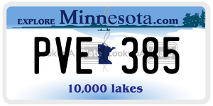 PVE385 license plate in Minnesota