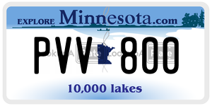 PVV800 license plate in Minnesota