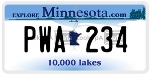 PWA234 license plate in Minnesota
