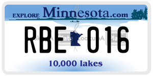 RBE016  license plate in MN